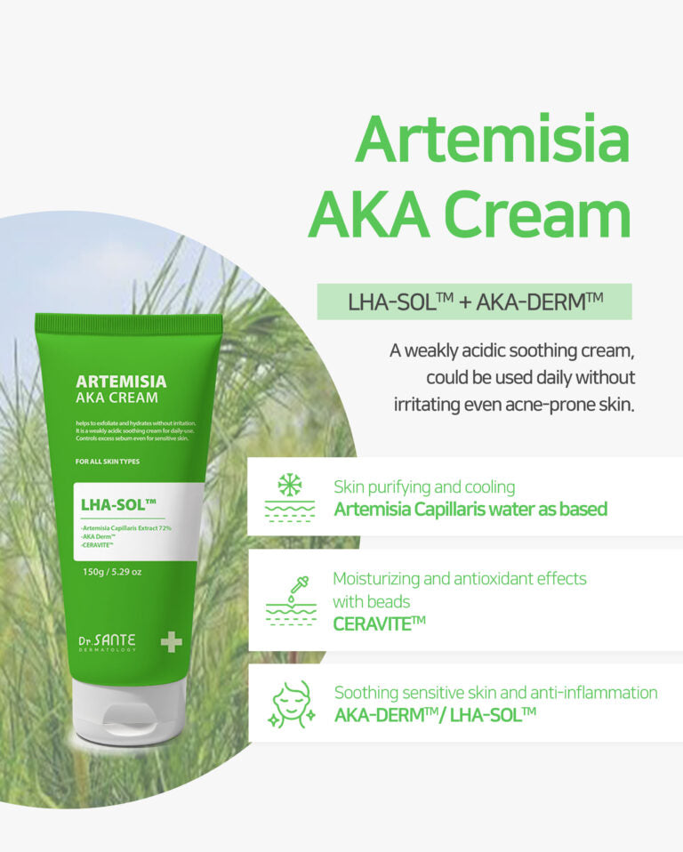Dr. Sante Artemisia AKA Cream – Soothing & Repairing Korean Moisturizer with Artemisia Extract, Centella Asiatica, Niacinamide & Ceramides