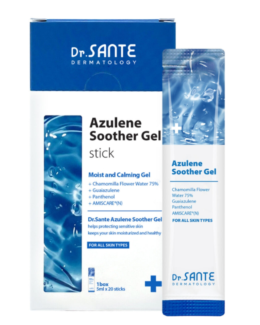 Dr. Sante Azulene Soother Gel Stick – Instant Soothing & Hydrating Korean Gel with Chamomile Flower Water, Guaiazulene, Centella Asiatica & Ceramides