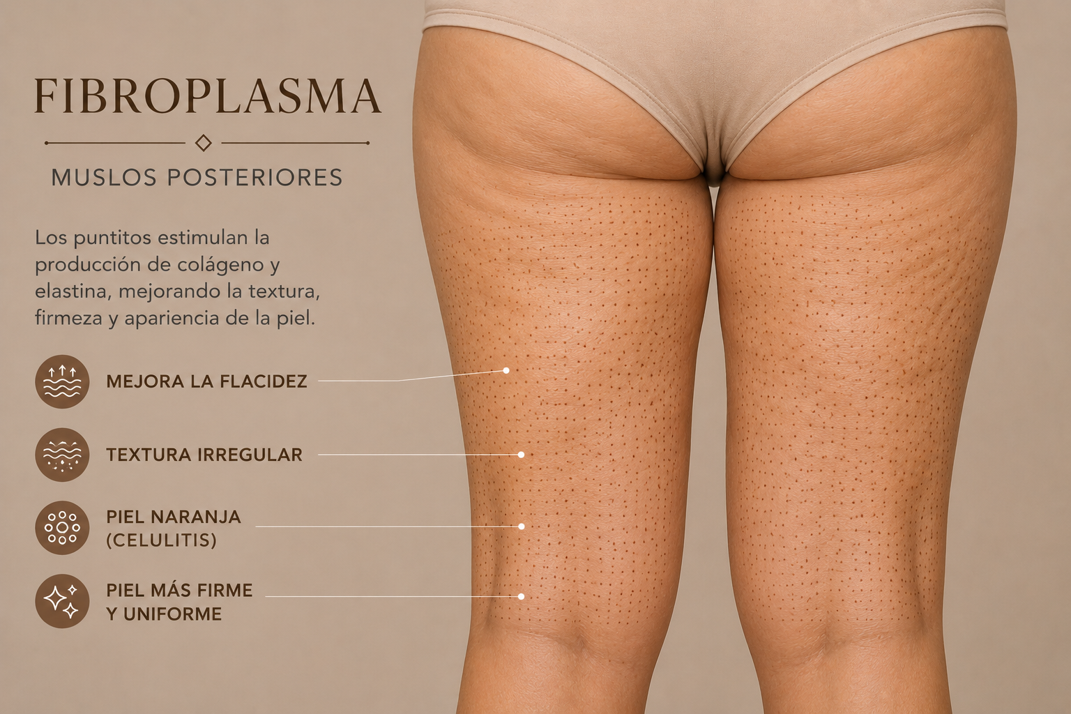 FIBROPLASMA MUSLOS POSTERIORES Firmeza, textura y apariencia de piel naranja