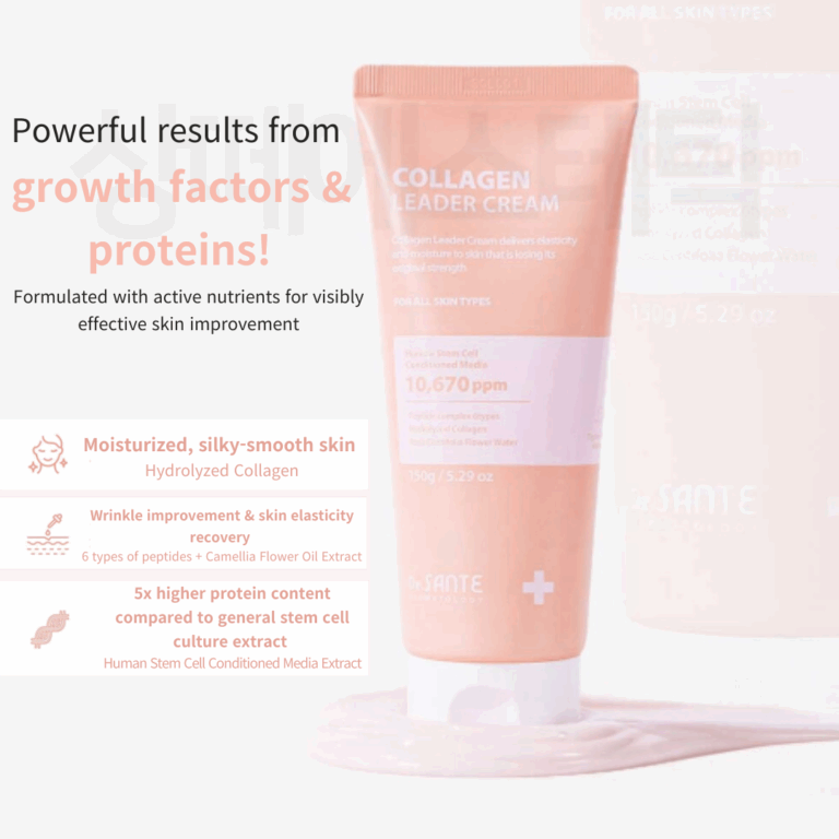 Dr. SANTE® Collagen Leader Cream – Revitalizing Korean Moisturizer with Hydrolyzed Collagen, Peptides & Human Stem Cell Solution