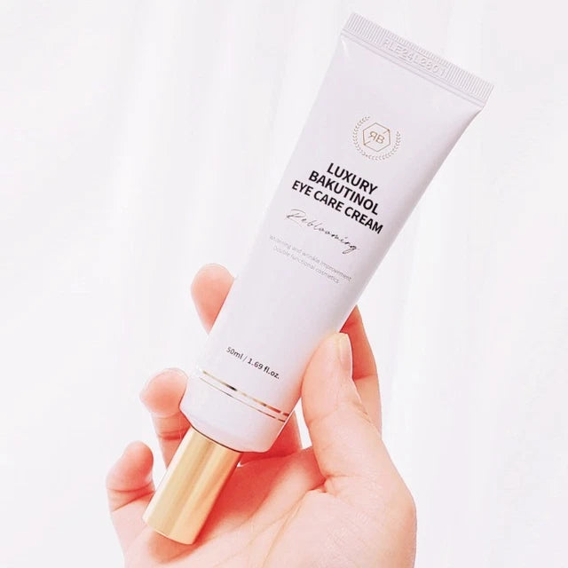 Rebloom Luxury Bakutinol Eye Cream – Anti-Aging & Brightening Eye Treatment with Bakuchiol, Retinol, Collagen & Centella Asiatica – Reduces Fine Lines, Dark Circles & Puffiness, Hydrating & Firming, 50ml